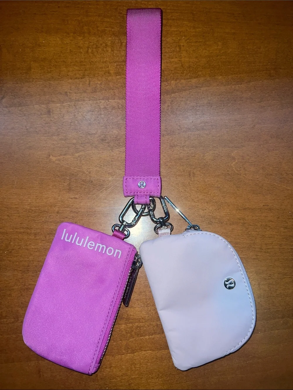Lululemon Athletica Pink & Light Pink Key Pouch Wrist Strap Set
